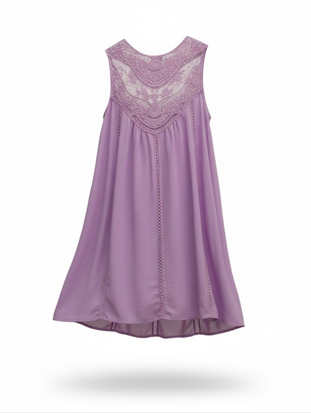 LittesMiT Lavender Lace Tank Top Womens Small Sleeveless Boho Flowy Blouse